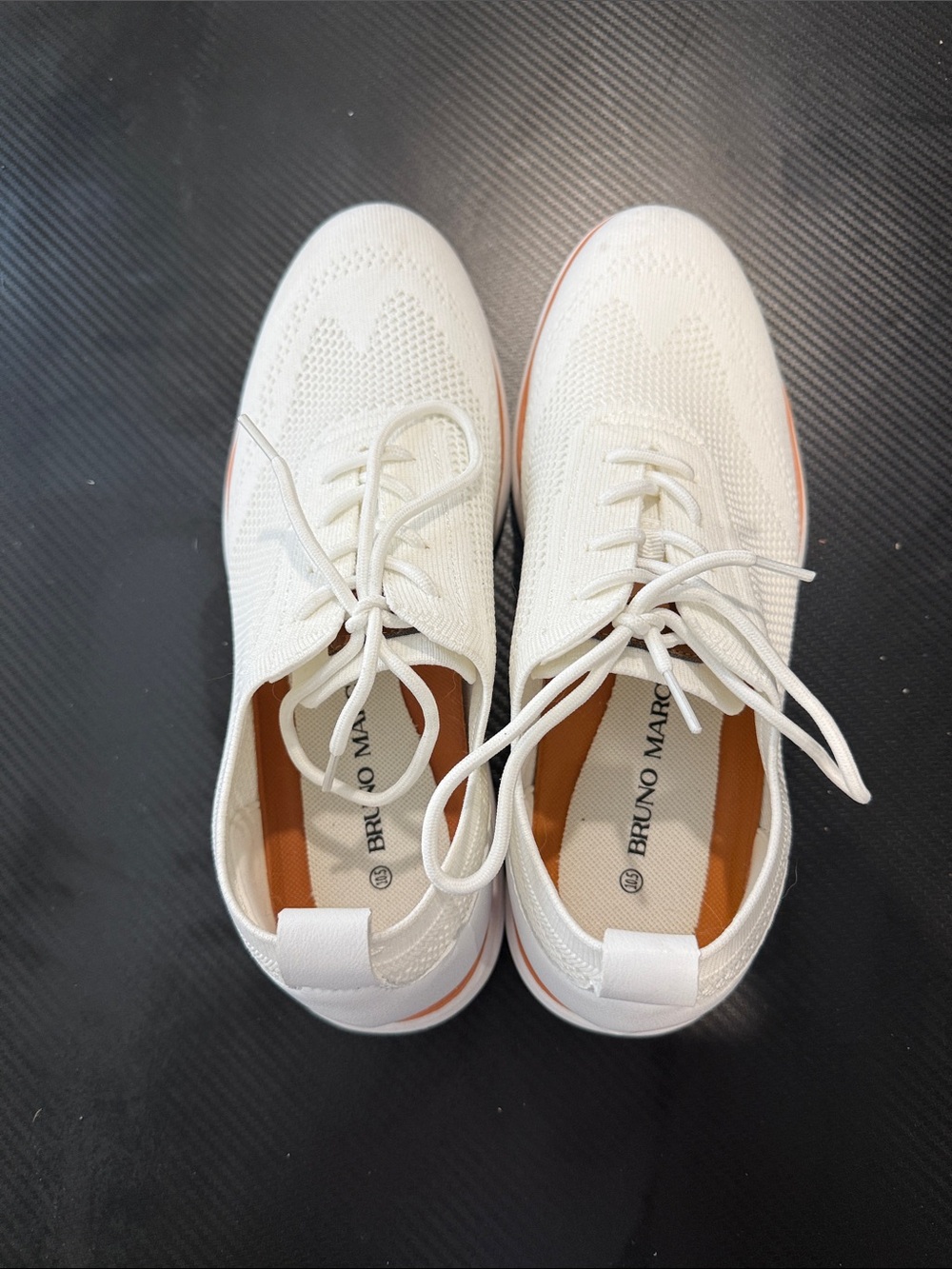 Bruno Marc Men's White Knit Lace-Up Sneakers
